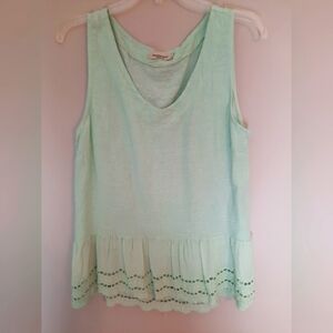 Valentina Naldi 100% Italian linen with cotton lace detail Large, sea foam green